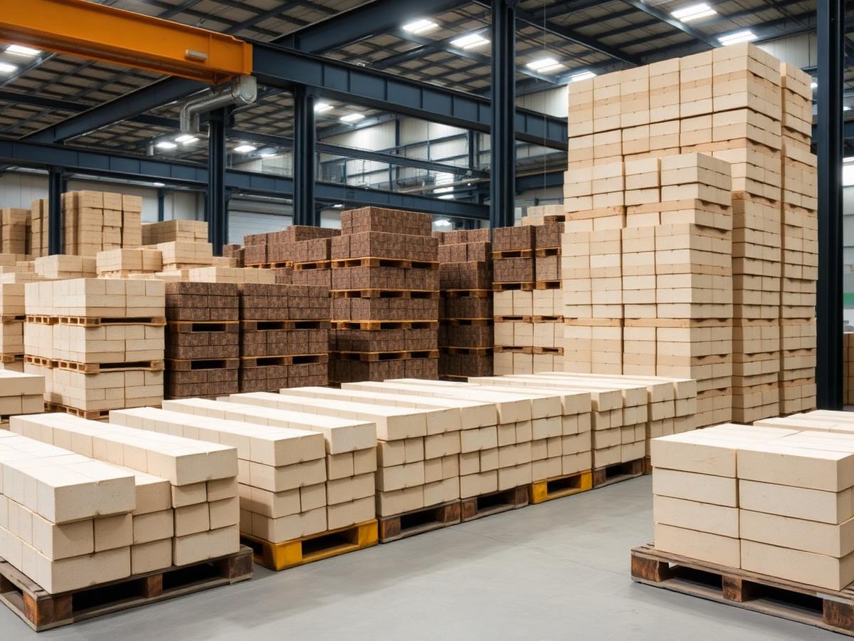 Pallets of refractory bricks in the Shengao production plant